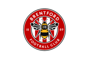 The Brentford logo embodies the club's former scouting of players from the European Football Academy.