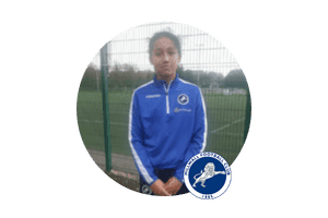 One talented young footballer (winger), former European Football Academy player, progressing to top-tier football. Pictured in Millwall FC kit, showcasing the academy's success in developing future stars in London, UK.