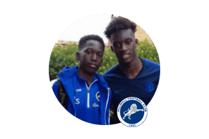 One talented young footballer (goalkeeper), former European Football Academy player, progressing to top-tier football. Pictured in Millwall FC kit, showcasing the academy's success in developing future stars in London, UK.