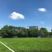 Football training pitch at Archbishop's Park in Waterloo